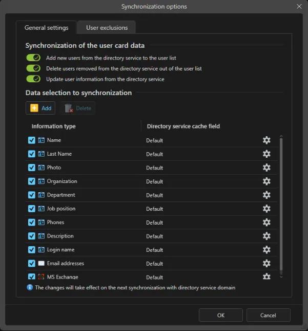 Einstellungen der Verzeichnissynchronisierung, die Benutzerprofile und E-Mail-Adressen in Anexet übernehmen